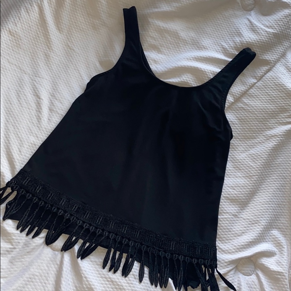 Black Tank Top with Lace Bottom